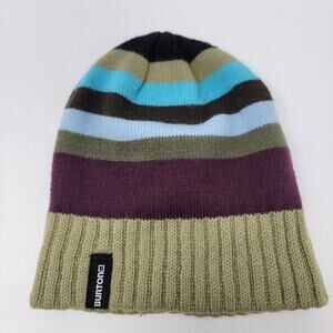 Burton Beanie Hat Knit Striped Green Purple Blue Black Outdoors